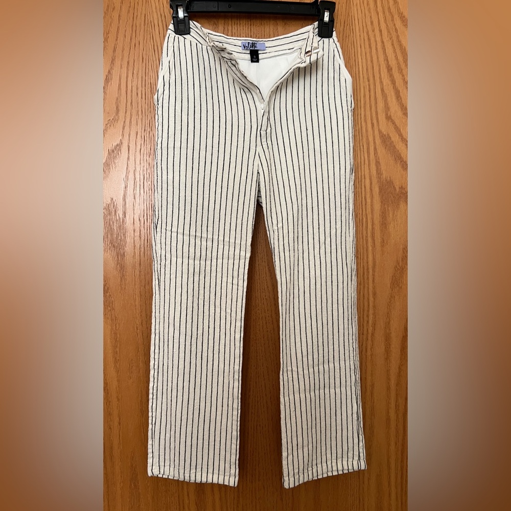 White and Black Striped Pants
